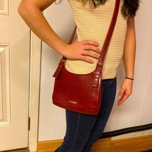 Nine West crossbody deep red faux alligator purse.